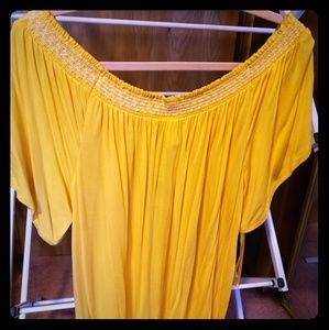 Yellow off the shoulders shirt